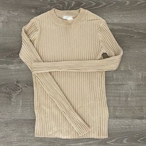 Nude Ribbed Long Sleeve Top